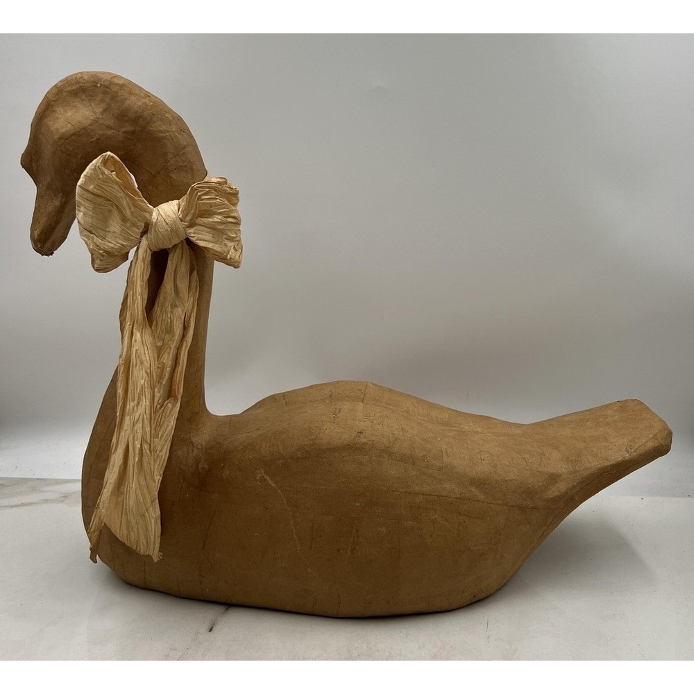 VTG Craven Pottery Paper Mache Swan Goose Sculpture Folk Art 16" Rustic Decor